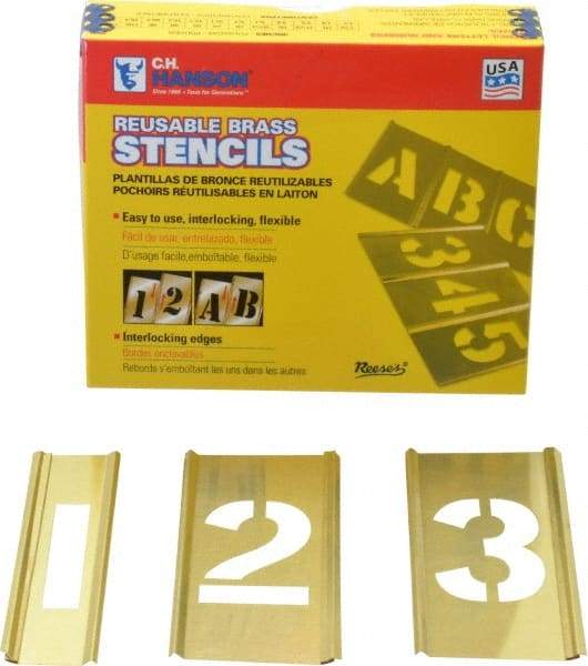 C.H. Hanson - 15 Piece, 2 Inch Character Size, Brass Stencil - Contains Figure Set - Strong Tooling