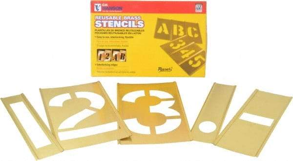 C.H. Hanson - 14 Piece, 6 Inch Character Size, Brass Stencil - Contains Figure Set - Strong Tooling