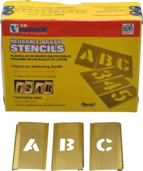 C.H. Hanson - 33 Piece, 1/2 Inch Character Size, Brass Stencil - Contains Letter Set - Strong Tooling