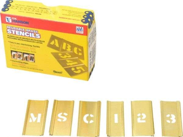 C.H. Hanson - 92 Piece, 1/2 Inch Character Size, Brass Stencil - Contains Three A Fonts - Strong Tooling