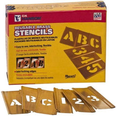 C.H. Hanson - 45 Piece, 2-1/2 Inch Character Size, Brass Stencil - Strong Tooling