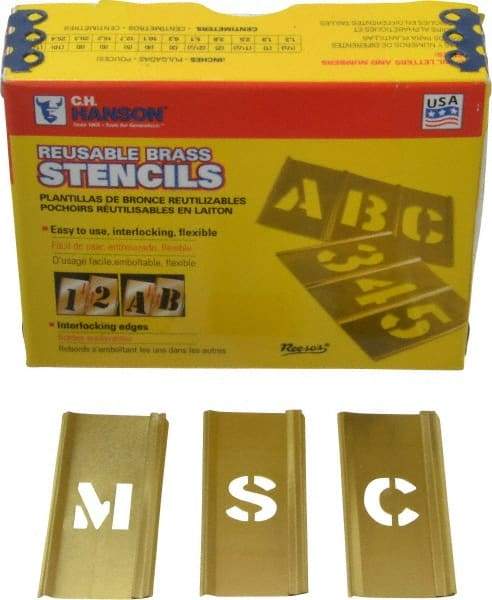 C.H. Hanson - 45 Piece, 1/2 Inch Character Size, Brass Stencil - Strong Tooling