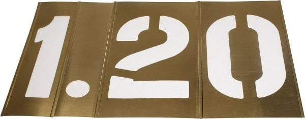 C.H. Hanson - 13 Piece, 10 Inch Character Size, Brass Stencil - Contains Numbers - Strong Tooling