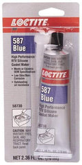 Loctite - 70 mL Tube Blue RTV Silicone Gasket Sealant - 500°F Max Operating Temp, 30 min Tack Free Dry Time, 24 hr Full Cure Time, Series 587 - Strong Tooling