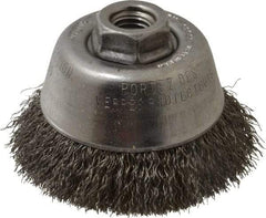 Osborn - 3-1/2" Diam, 5/8-11 Threaded Arbor, Steel Fill Cup Brush - 0.0118 Wire Diam, 1" Trim Length, 7,500 Max RPM - Strong Tooling