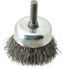 Osborn - 1-3/4" Diam, 1/4" Shank Diam, Steel Fill Cup Brush - 0.0118 Wire Diam, 1/2" Trim Length, 13,000 Max RPM - Strong Tooling