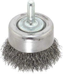 Osborn - 2" Diam, 1/4" Shank Diam, Steel Fill Cup Brush - 0.0118 Wire Diam, 5/8" Trim Length, 10,500 Max RPM - Strong Tooling