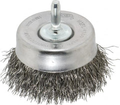 Osborn - 2-1/2" Diam, 1/4" Shank Diam, Steel Fill Cup Brush - 0.014 Wire Diam, 5/8" Trim Length, 4,500 Max RPM - Strong Tooling