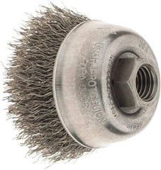 Osborn - 2-3/4" Diam, 5/8-11 Threaded Arbor, Steel Fill Cup Brush - 0.014 Wire Diam, 1" Trim Length, 14,000 Max RPM - Strong Tooling