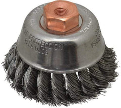 Osborn - 2-3/4" Diam, 3/8-24 Threaded Arbor, Steel Fill Cup Brush - 0.014 Wire Diam, 14,000 Max RPM - Strong Tooling