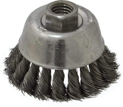 Osborn - 2-3/4" Diam, 5/8-11 Threaded Arbor, Steel Fill Cup Brush - 0.014 Wire Diam, 14,000 Max RPM - Strong Tooling