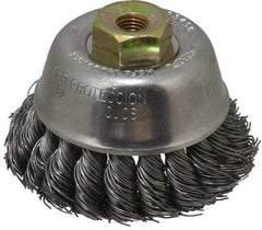 Osborn - 2-3/4" Diam, M10x1.25 Threaded Arbor, Steel Fill Cup Brush - 0.02 Wire Diam, 14,000 Max RPM - Strong Tooling