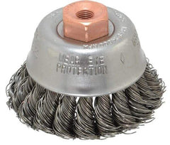 Osborn - 2-3/4" Diam, 3/8-24 Threaded Arbor, Steel Fill Cup Brush - 0.02 Wire Diam, 14,000 Max RPM - Strong Tooling