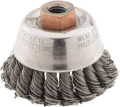 Osborn - 2-3/4" Diam, 1/2-13 Threaded Arbor, Steel Fill Cup Brush - 0.02 Wire Diam, 14,000 Max RPM - Strong Tooling