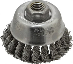 Osborn - 2-3/4" Diam, 5/8-11 Threaded Arbor, Steel Fill Cup Brush - 0.02 Wire Diam, 14,000 Max RPM - Strong Tooling