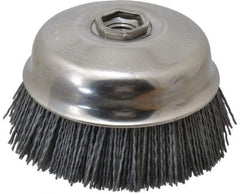 Osborn - 4" Diam, 5/8-11 Threaded Arbor Straight Wire Silicon Carbide Cup Brush - Fine Grade, 1-1/2" Trim Length, 6,000 Max RPM - Strong Tooling