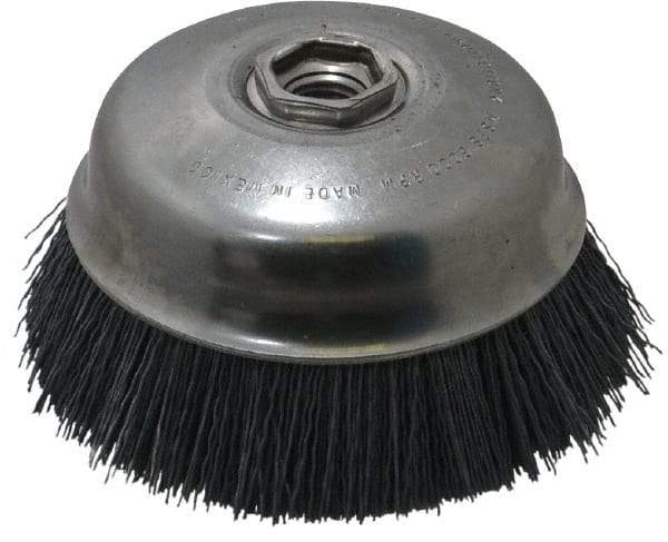 Osborn - 4" Diam, 5/8-11 Threaded Arbor Straight Wire Silicon Carbide Cup Brush - Extra Fine Grade, 1-1/2" Trim Length, 6,000 Max RPM - Strong Tooling