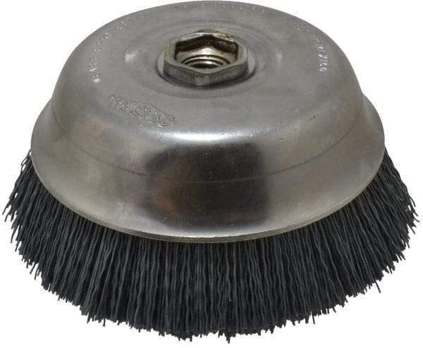 Osborn - 6" Diam, 5/8-11 Threaded Arbor Straight Wire Silicon Carbide Cup Brush - Extra Fine Grade, 1-1/2" Trim Length, 6,000 Max RPM - Strong Tooling