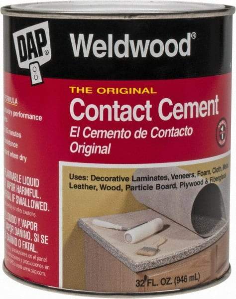 DAP - 32 oz Can Tan Contact Adhesive - 15 min Working Time, Bonds to Cardboard, Concrete, Metal, Paper, Particle Board, Rubber & Wood - Strong Tooling