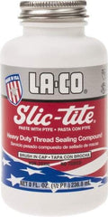 LA-CO - 1/2 Pt Brush Top Can White Thread Sealant - Paste with PTFE, 500°F Max Working Temp, For Metal, PVC, CPVC & ABS Plastic Pipe Threads - Strong Tooling