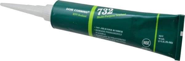 Dow Corning - 3 oz Tube White RTV Silicone Joint Sealant - -76 to 356°F Operating Temp, 20 min Tack Free Dry Time, 24 hr Full Cure Time, Series 732 - Strong Tooling