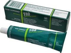 Dow Corning - 3 oz Tube Silver RTV Silicone Joint Sealant - -76 to -29.2°F Operating Temp, 20 min Tack Free Dry Time, 24 hr Full Cure Time, Series 732 - Strong Tooling