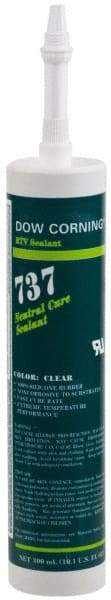 Dow Corning - 10.1 oz Cartridge Clear RTV Silicone Joint Sealant - -85 to 350°F Operating Temp, 14 min Tack Free Dry Time, 24 hr Full Cure Time, Series 737 - Strong Tooling