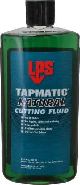 LPS - Tapmatic Natural, 16 oz Bottle Cutting & Tapping Fluid - Straight Oil, For Boring, Broaching, Drilling, Engraving, Facing, Milling, Reaming, Sawing, Tapping, Threading, Turning - Strong Tooling