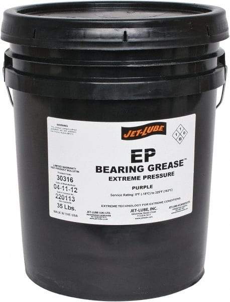 Jet-Lube - 35 Lb Pail Extreme Pressure Grease - Purple, Extreme Pressure, 325°F Max Temp, NLGIG 2, - Strong Tooling