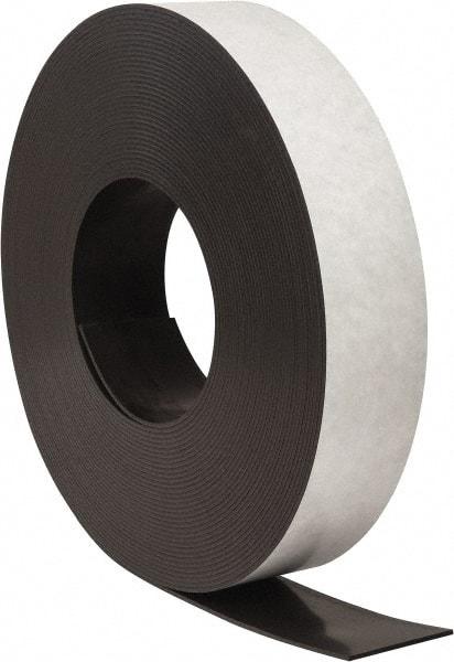 Mag-Mate - 100' Long x 3" Wide x 1/8" Thick Flexible Magnetic Strip - 48 Lb Max Pull Force, 56 Linear Ft/Lb Magnetic Pull Force, Adhesive Back - Strong Tooling