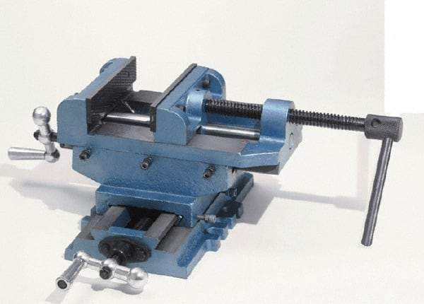 Palmgren - 6" Jaw Opening Capacity x 2" Throat Depth, Horizontal Drill Press Vise - 8" Wide Jaw, Cross Slide Base, Standard Speed, 8" OAL x 7-1/4" Overall Height - Strong Tooling