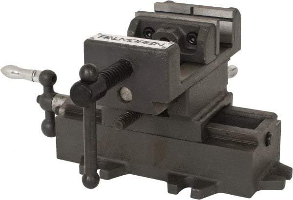 Palmgren - 3" Jaw Opening Capacity x 1-3/8" Throat Depth, Horizontal Drill Press Vise - 3" Wide Jaw, Cross Slide Base, Standard Speed, 5-1/2" OAL x 5-5/8" Overall Height - Strong Tooling