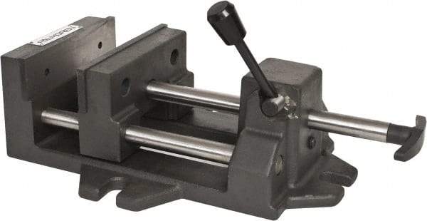 Palmgren - 6" Jaw Opening Capacity x 1-7/8" Throat Depth, Horizontal Drill Press Vise - 6" Wide Jaw, Stationary Base, Standard Speed, 14-1/2" OAL x 4-5/16" Overall Height - Strong Tooling