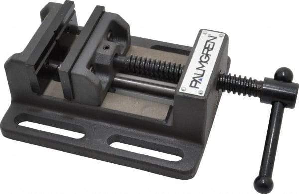 Palmgren - 3" Jaw Opening Capacity x 1-1/8" Throat Depth, Horizontal Drill Press Vise - 3" Wide Jaw, Stationary Base, Standard Speed, 6-1/2" OAL x 2-7/16" Overall Height - Strong Tooling