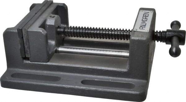 Palmgren - 4" Jaw Opening Capacity x 1-3/4" Throat Depth, Horizontal Drill Press Vise - 4" Wide Jaw, Stationary Base, Standard Speed, 7-1/2" OAL x 2-7/8" Overall Height - Strong Tooling