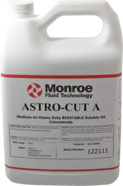 Monroe Fluid Technology - Astro-Cut A, 1 Gal Bottle Cutting & Grinding Fluid - Water Soluble, For CNC Milling, Drilling, Tapping, Turning - Strong Tooling