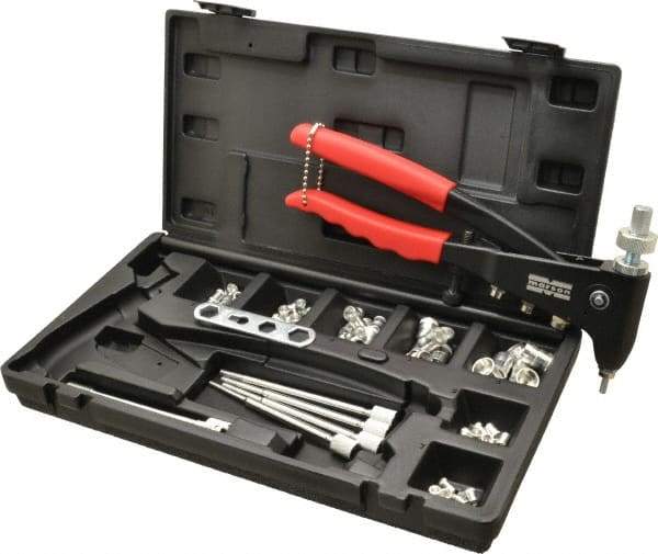 Value Collection - 63 Piece Aluminum Manual Rivet Nut Tool Kit - #6-32, 3/8-16" Thread - Strong Tooling