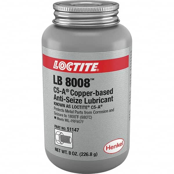 Loctite - 8 oz Can High Temperature Anti-Seize Lubricant - Copper/Graphite, -29 to 1,800°F, Copper Colored, Water Resistant - Strong Tooling