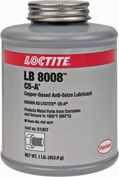 Loctite - 1 Lb Can High Temperature Anti-Seize Lubricant - Copper/Graphite, -29 to 1,800°F, Copper Colored, Water Resistant - Strong Tooling