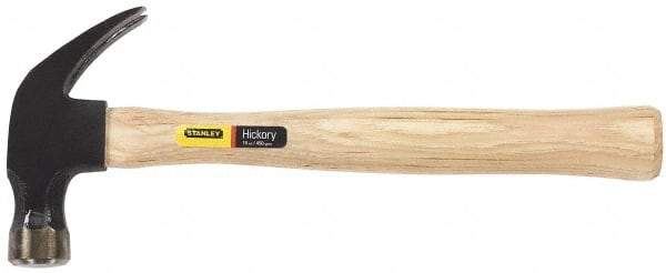 Stanley - 1 Lb Head, Curved Claw Nail Hammer - 13-1/4" OAL, Carbon Steel Head, Smooth Face, Wood Handle - Strong Tooling