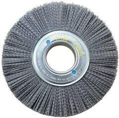 Weiler - 8" OD, 2" Arbor Hole, Crimped Nylon Wheel Brush - 1" Face Width, 2-1/4" Trim Length, 0.04" Filament Diam, 3,600 RPM - Strong Tooling