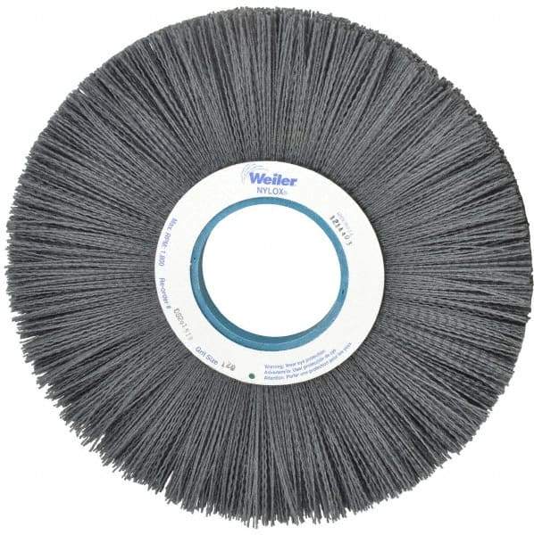 Weiler - 12" OD, 3-1/4" Arbor Hole, Crimped Nylon Wheel Brush - 1" Face Width, 3-5/16" Trim Length, 0.04" Filament Diam, 1,800 RPM - Strong Tooling