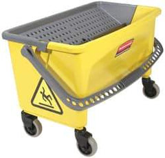 Rubbermaid - 40 Qt Plastic Bucket & Wringer - 14-1/2" Long x 16.1" High x 26.2" Wide, Yellow - Strong Tooling