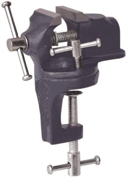 Value Collection - 2" Jaw Width x 1-1/4" Jaw Opening Capacity, 3/4" Throat Depth, Bench & Pipe Combination Vise - 7/16 to 5/8" Pipe Capacity, Swivel Base, Clamp-On Attachment, Cast Iron - Strong Tooling