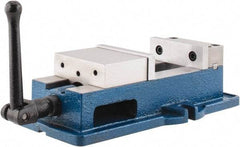 Interstate - 4" Jaw Width, 4" Jaw Opening Capacity, Horizontal Stationary Machine Vise - Manual Operation, 6,750 Lb Capacity, 1 Station, 12-3/8" Long x 3.7" High x 1-1/4" Deep, 1-1/4" Jaw Height, Cast Iron - Strong Tooling