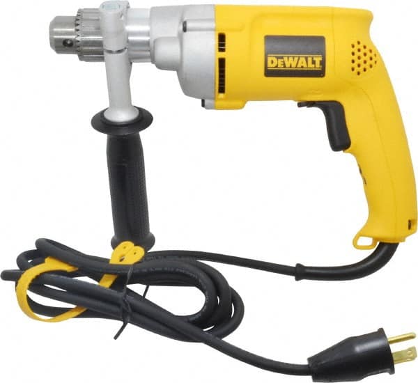 DeWALT - 1/2" Keyed Chuck, 0 to 1,000 RPM, Pistol Grip Handle Electric Drill - 7.8 Amps, 120 Volts, Reversible, Includes 360° Side Handle & Chuck Key with Holder - Strong Tooling