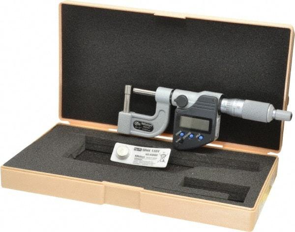 Mitutoyo - 0 to 1 Inch Measurement Range, Pin Anvil, Ratchet Stop Thimble, Electronic Tube Micrometer - Accurate Up to 0.0002 Inch, Carbide - Strong Tooling