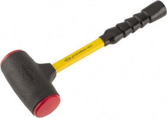 NUPLA - 64 oz Head 7/8" Face Diam Urethane Dead Blow Hammer - 15-1/2" OAL, Fiberglass Handle - Strong Tooling