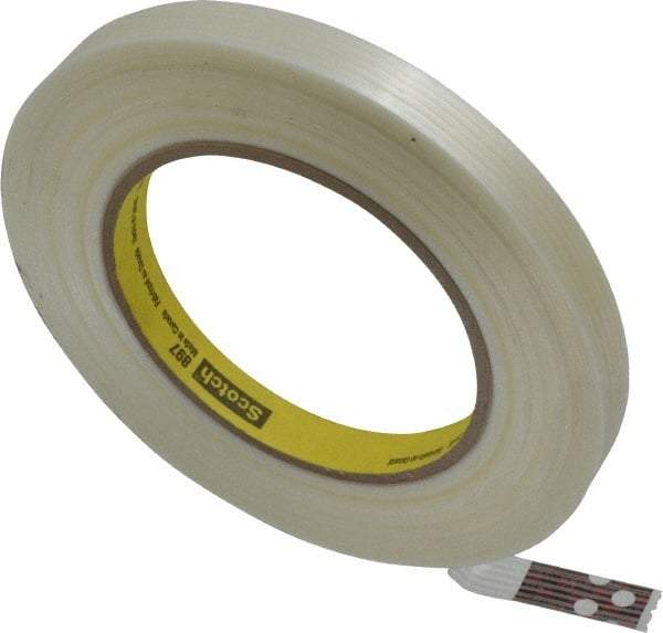 3M - 1/2" x 60 Yd Clear Rubber Adhesive Packaging Tape - Polypropylene Film Backing, 6 mil Thick, 170 Lb Tensile Strength, Series 897 - Strong Tooling