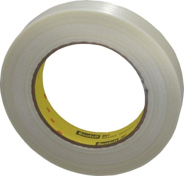 3M - 3/4" x 60 Yd Clear Rubber Adhesive Packaging Tape - Polypropylene Film Backing, 6 mil Thick, 170 Lb Tensile Strength, Series 897 - Strong Tooling